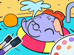 Game Coloring Book: Elephant Swim