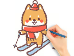 Game Coloring Book: Skiing Puppy