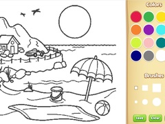 Game Beach Coloring Book For Kids